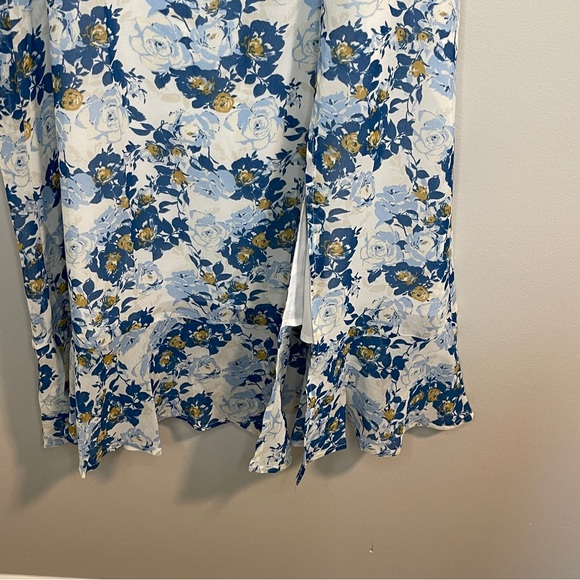 FLORET STUDIOS Floral Flutter Sleeve Sundress on White Blue Floral Small - Picture 4 of 9